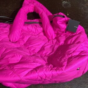 Zara womens fuchsia hot pink neon quilted purse